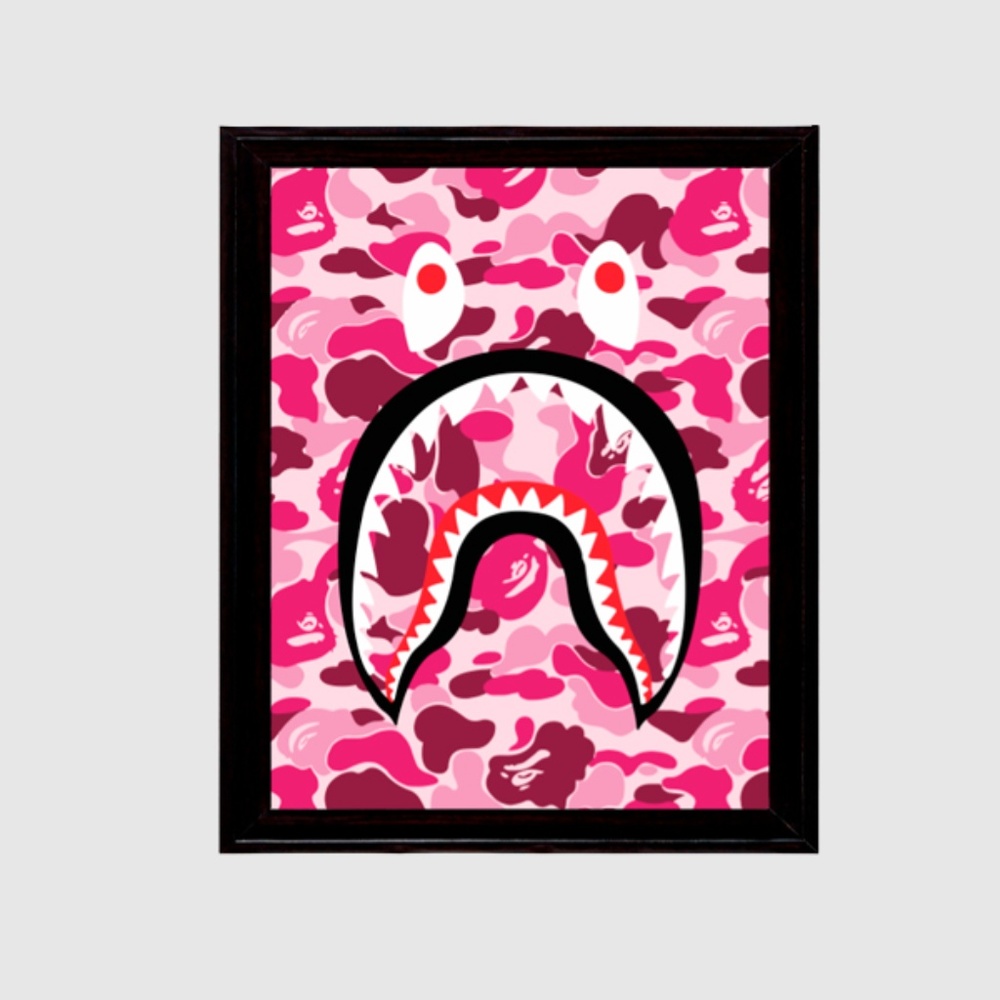 A BATHING APE BAPE PINK SHARK CAMO 11x17 PRINT